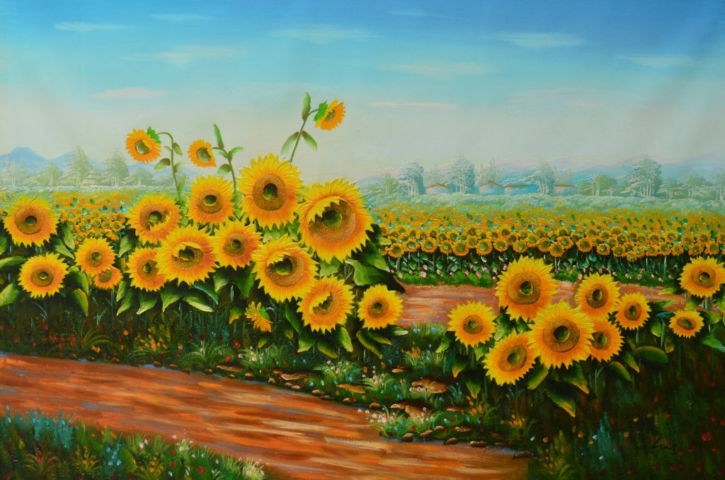 konfigurieren des Kunstwerks Pfad durch die Sonnenblumenfelder von Long