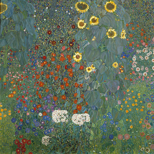 konfigurieren des Kunstdrucks in Wunschgröße Bauerngarten mit Sonnenblumen. 1905/06 von Klimt, Gustav