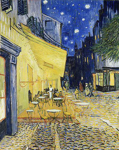 konfigurieren des Kunstdrucks in Wunschgröße CafTerrasse am Abend in Arles Le Caf, le soir 1888 von Van Gogh, Vincent