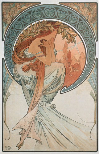 konfigurieren des Kunstdrucks in Wunschgröße Vier Knste Die Poesie 1898 von Mucha, Alphonse