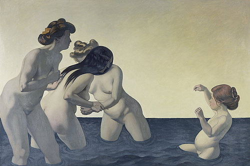konfigurieren des Kunstdrucks in Wunschgröße Drei Frauen und ein Mdchen, im Wasser spielend 1907 von Vallotton, Felix