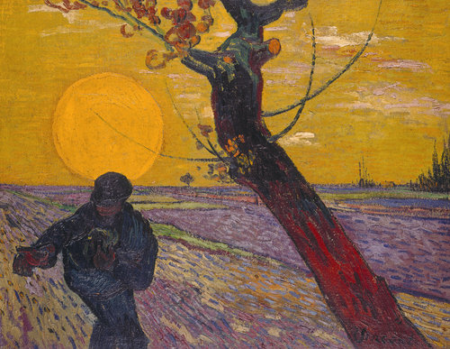 konfigurieren des Kunstdrucks in Wunschgröße Smann bei untergehender Sonne 1888 von Van Gogh, Vincent