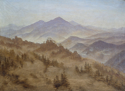 konfigurieren des Kunstdrucks in Wunschgröße Gebirge bei aufsteigendem Nebel. Ca. 1835. von Friedrich, Caspar David