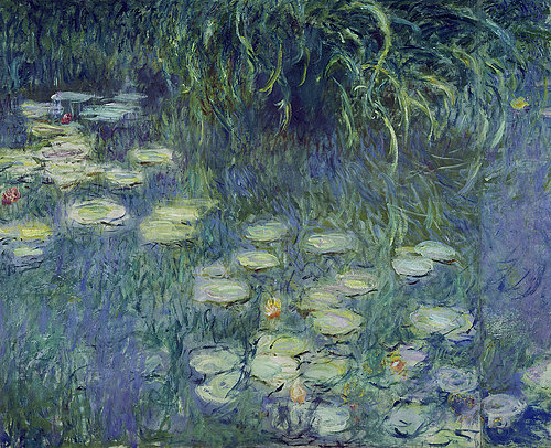 konfigurieren des Kunstdrucks in Wunschgröße Linker Teil des groen Seerosenbildes im Muse de lOrangerie von Monet, Claude