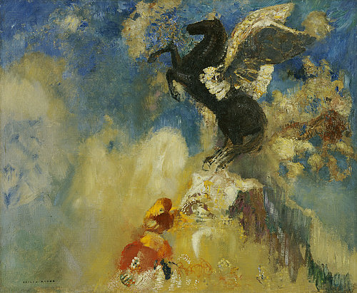 konfigurieren des Kunstdrucks in Wunschgröße Der schwarze Pegasus. 1909/1910 von Redon, Odilon