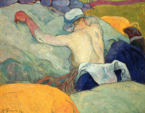 konfigurieren des Kunstdrucks in Wunschgröße Frau im Heu. 1888 von Gauguin, Paul