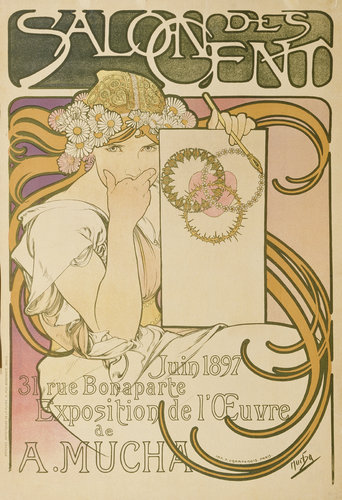 konfigurieren des Kunstdrucks in Wunschgröße Plakat fr die Ausstellung A Mucha im Salon des Cent 1897 von Mucha, Alphonse