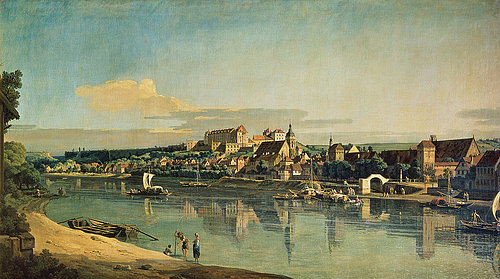 konfigurieren des Kunstdrucks in Wunschgröße Blick auf Pirna vom rechten Ufer der Elbe aus gesehen. Um 1753 von Canaletto
