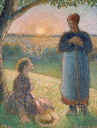 konfigurieren des Kunstdrucks in Wunschgröße Buerinnen bei Sonnenuntergang Eragny 1892 von Pissarro, Camille