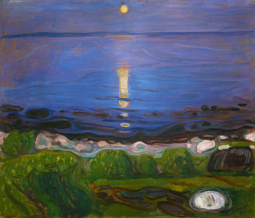 konfigurieren des Kunstdrucks in Wunschgröße Sommernacht am Meeresstrand. von Munch, Edvard