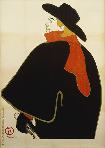 konfigurieren des Kunstdrucks in Wunschgröße Aristide Bruant in seinem Kabarett. 1893 von Toulouse-Lautrec, Henri
