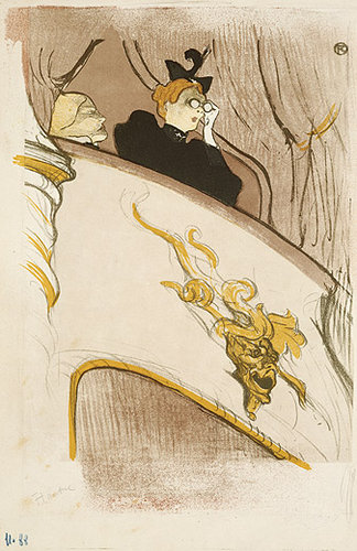 konfigurieren des Kunstdrucks in Wunschgröße Die Loge mit der goldenen Maske Cover fr das Programmheft Le Missionaisre 1894 von Toulouse-Lautrec, Henri