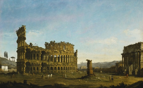 konfigurieren des Kunstdrucks in Wunschgröße Das Kolosseum und der Konstantinsbogen. von Canaletto