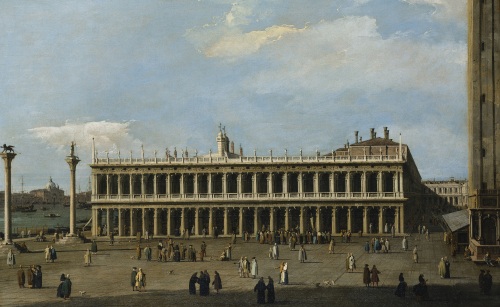 konfigurieren des Kunstdrucks in Wunschgröße Die Biblioteca Marciana und die Piazzetta in Venedig. von Canaletto
