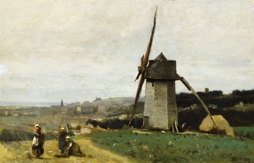 konfigurieren des Kunstdrucks in Wunschgröße Eine Windmhle in Etretat von Corot, Jean-Baptiste Camille