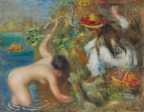 konfigurieren des Kunstdrucks in Wunschgröße Badende (Baigneuses). 1897 von Renoir, Pierre-Auguste