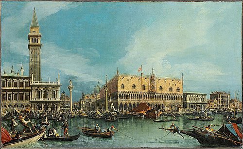 konfigurieren des Kunstdrucks in Wunschgröße Der Molo in Venedig, von dem Bacino di San Marco aus gesehen. von Canaletto