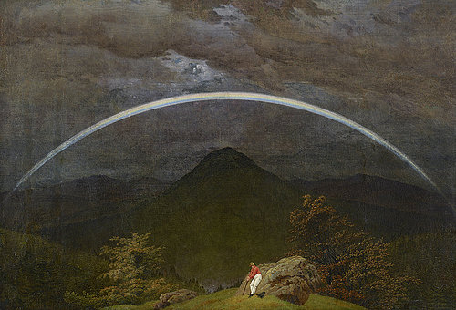 konfigurieren des Kunstdrucks in Wunschgröße Gebirgslandschaft mit Regenbogen. 1809/10 von Friedrich, Caspar David