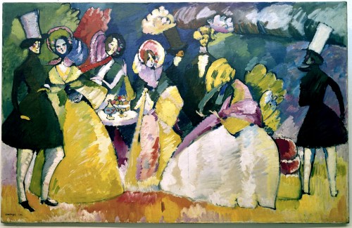 konfigurieren des Kunstdrucks in Wunschgröße Treffen in Crinolines. 1909. von Kandinsky, Wassily