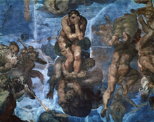 konfigurieren des Kunstdrucks in Wunschgröße Wandgemlde der Sixtinsichen Kapelle Das Jngste Gericht Detail 15341541 Zustand vor der Restaurierung von Michelangelo