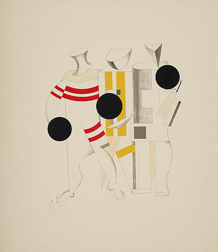konfigurieren des Kunstdrucks in Wunschgröße Sportsmnner Blatt 6 der Mappe Sieg ber die Sonne 1923 von Lissitzky, El