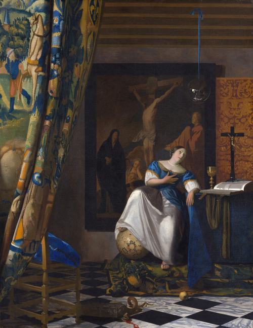 konfigurieren des Kunstdrucks in Wunschgröße Allegorie des Glaubens. Um 1670-72 von Vermeer, Jan