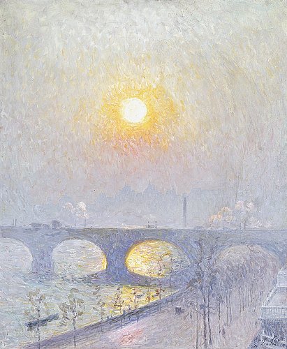 konfigurieren des Kunstdrucks in Wunschgröße Sonnenuntergang an der Waterloo Bridge. 1916. von Claus, Emile