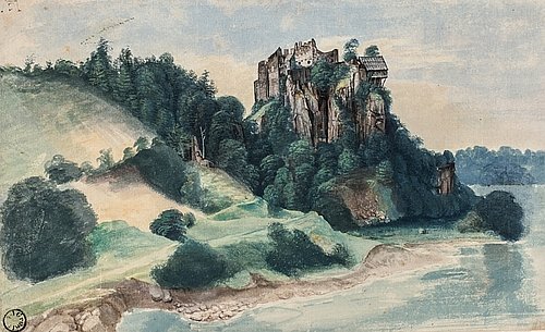 konfigurieren des Kunstdrucks in Wunschgröße Felsenschloss, Schloss Segonzano im Cembratal. Herbst 1494 (oder 1495/96?) von Durer, Albrecht