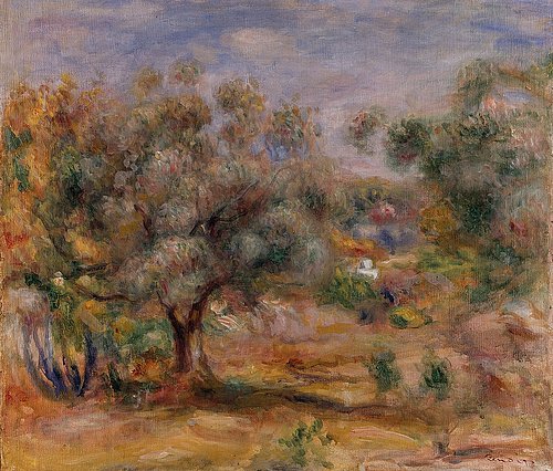 konfigurieren des Kunstdrucks in Wunschgröße Olivenbaum in Les Collettes. Um 1910/15. von Renoir, Pierre-Auguste