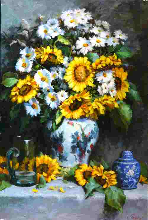 konfigurieren des Kunstwerks Sommerblumen in der Vase von Masini